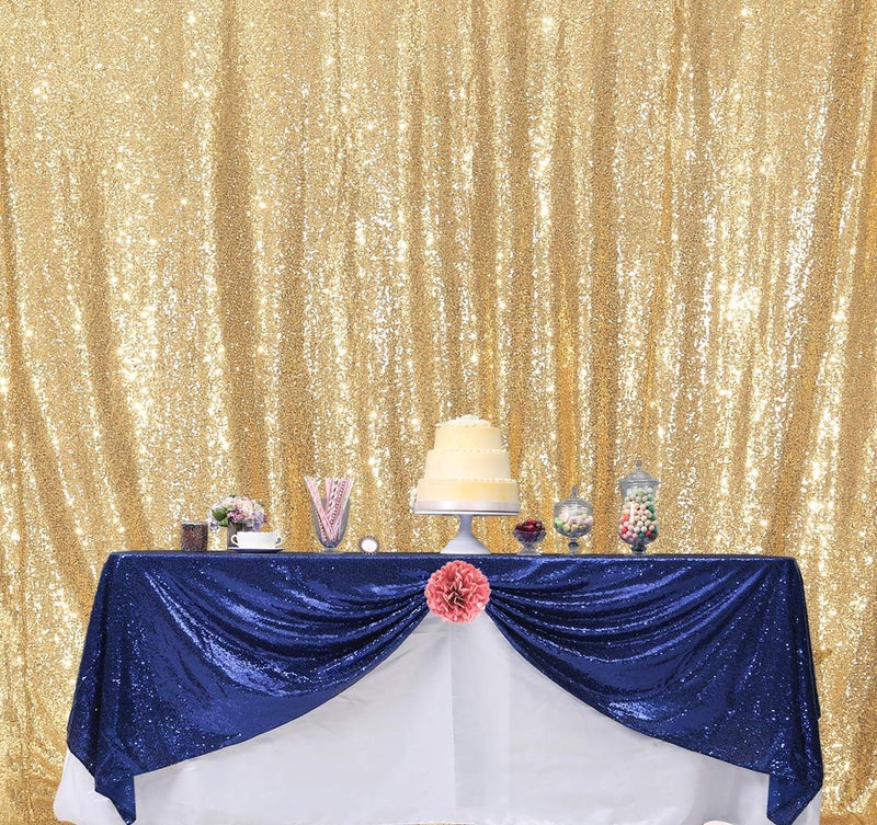 SquarePie Sequin Backdrop 8FT x 8FT Gold Background Sparkly Curtain for Wedding Party - Image 2
